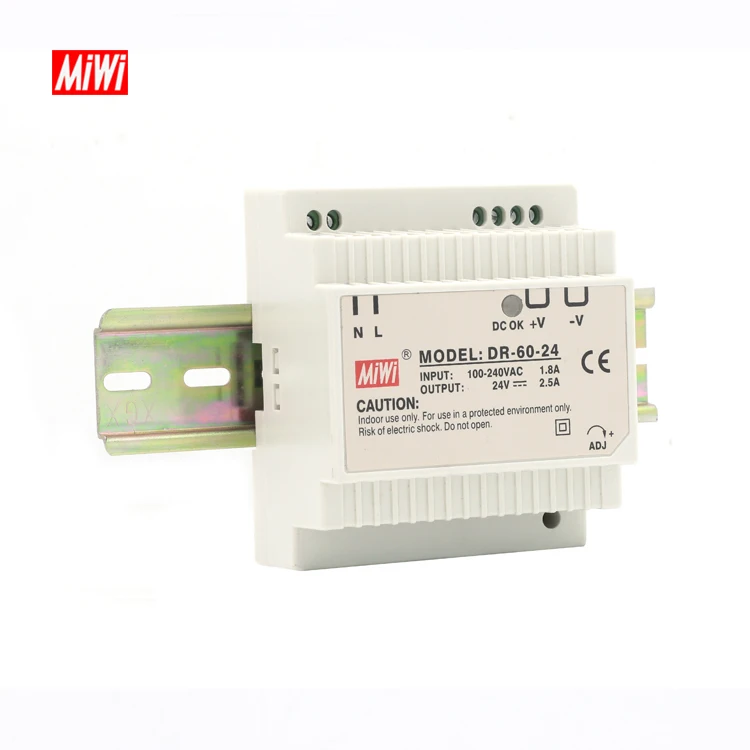 MDR-60-24 Din Rail 60W 2.5A 24V AC DC Led Single Output Switching Power Supply