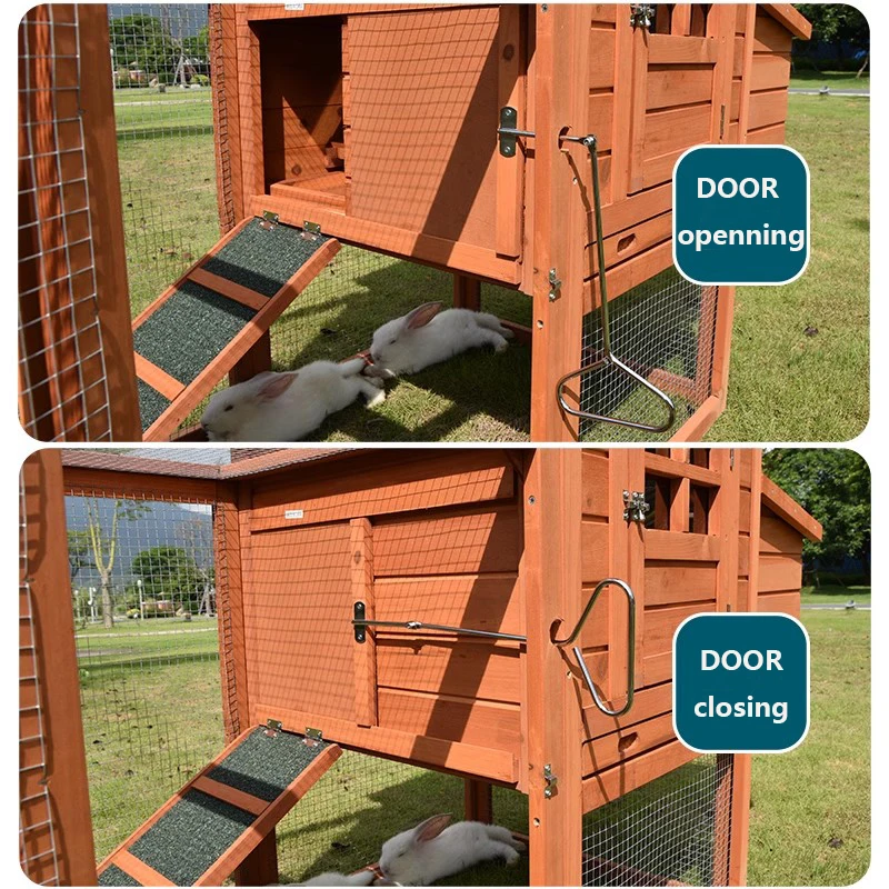 chicken coop poultry shed pigeon and rabbit cage home use outdoor wooden breeding house with wooden tray.