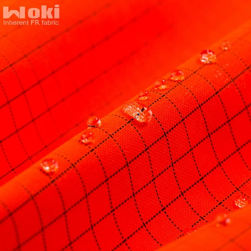 FR антистатический непромокаемым ламинированным флис ткань из высоко-видимая оранжевого цвета