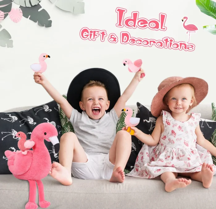 Flamingo Stuffed Animal with 4 Baby Flamingo Plush Toys pink Flamingo Toy wholesale custom soft smooth plush toys