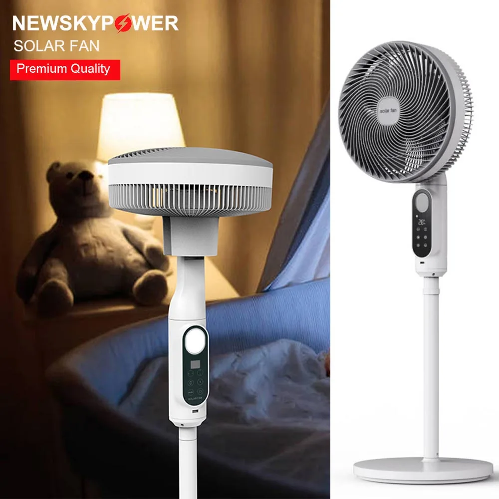 solar fan with light 16 inch Solar Electric Fan Cooling Rechargeable table fan solar fan with solar panel solar