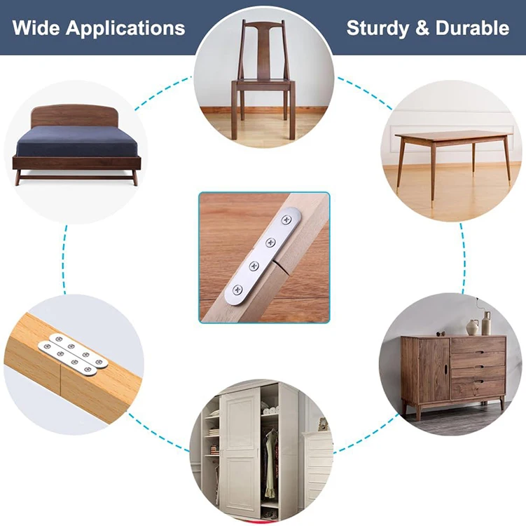 Flat Straight Brace Brackets Mending Plates Repair Fixing Brackets Heavy Duty Straight Repair Joining Plates with Screws