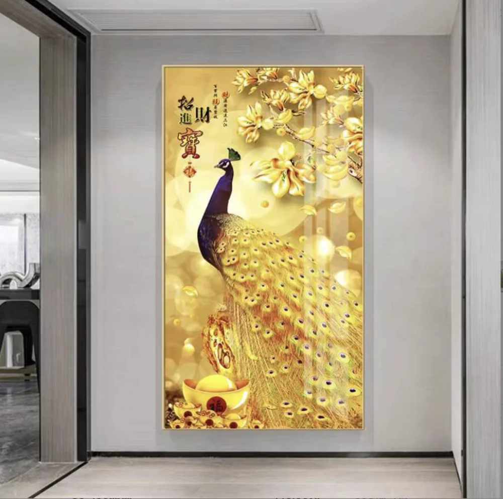 Factory direct selling porch painting high-grade peacock diamond hanging painting