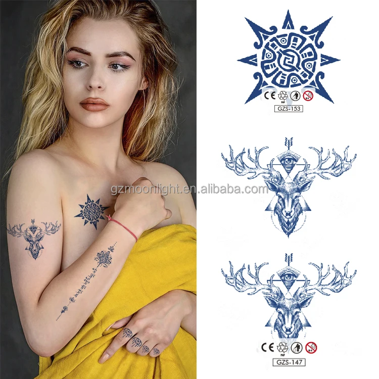 Factory Custom Herbal Skin sticker Safe Long Lasting 15 Days Realistic Dark Blue Semi Permanent Herbal Juice Tattoo