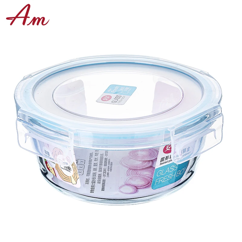 
Heat resistant glass container with food grade silicone lid and silicone sleeve take away lunch box glass box 