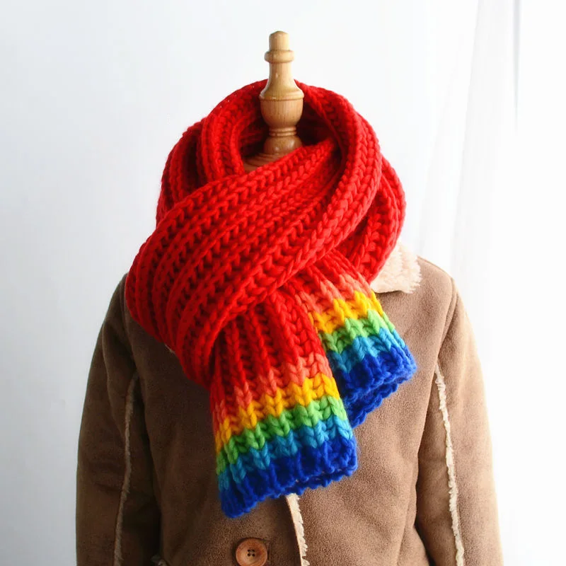Детские шарфы rainbowscarfs для детей вязаный крупный шарф мальчиков и девочек мягкая акриловая ткань шарфа подарок
