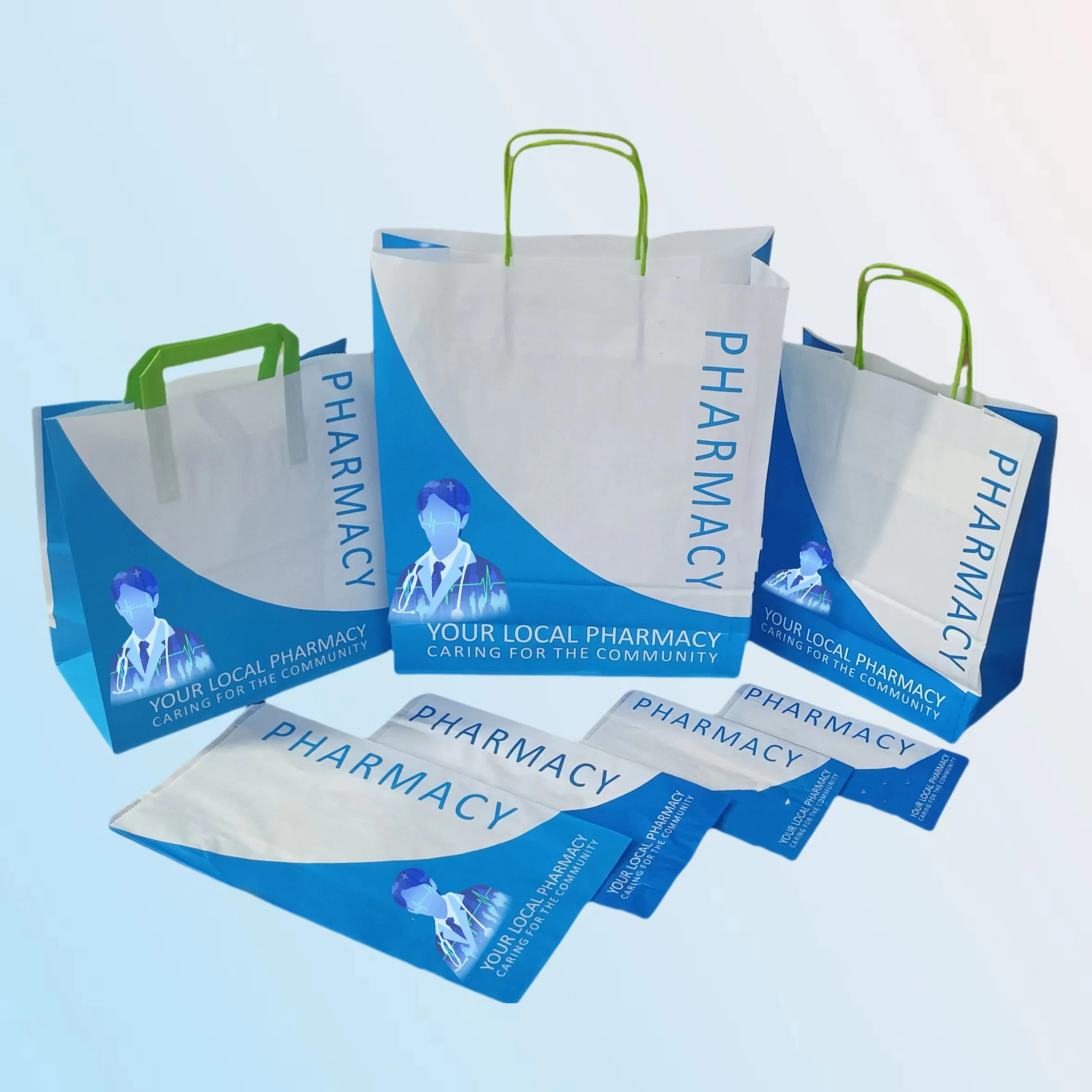 Custom Print Logo Wholesales travel airplane vomit air sickness medical sterile kraft paper bags for Pharmacy Clinic Hospital