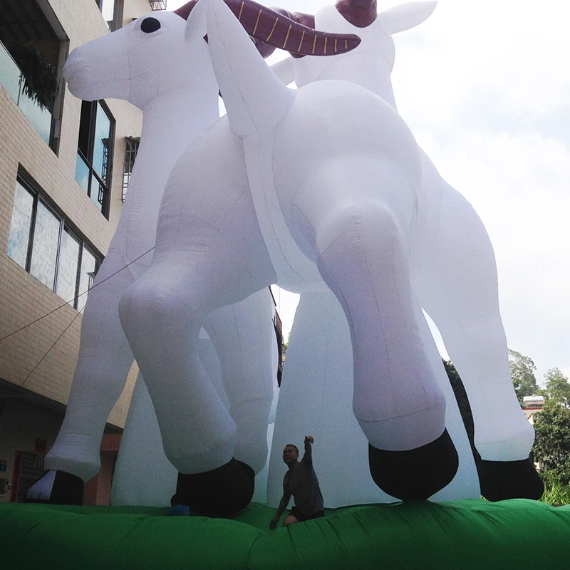 15m Giant Outdoor LED Snow Globe for Advertising Inflatable Sheep Goat Balloon with Blower Accessory for Events Promotions