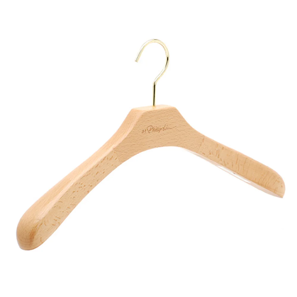 Gold Hook/Clips Laser Cut LOGO Luxury Wood Coat Cloth Hanger