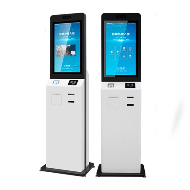 Self service check out Kiosk ID card passport  reader key card dispenser restaurant  hotel self service check in kiosk