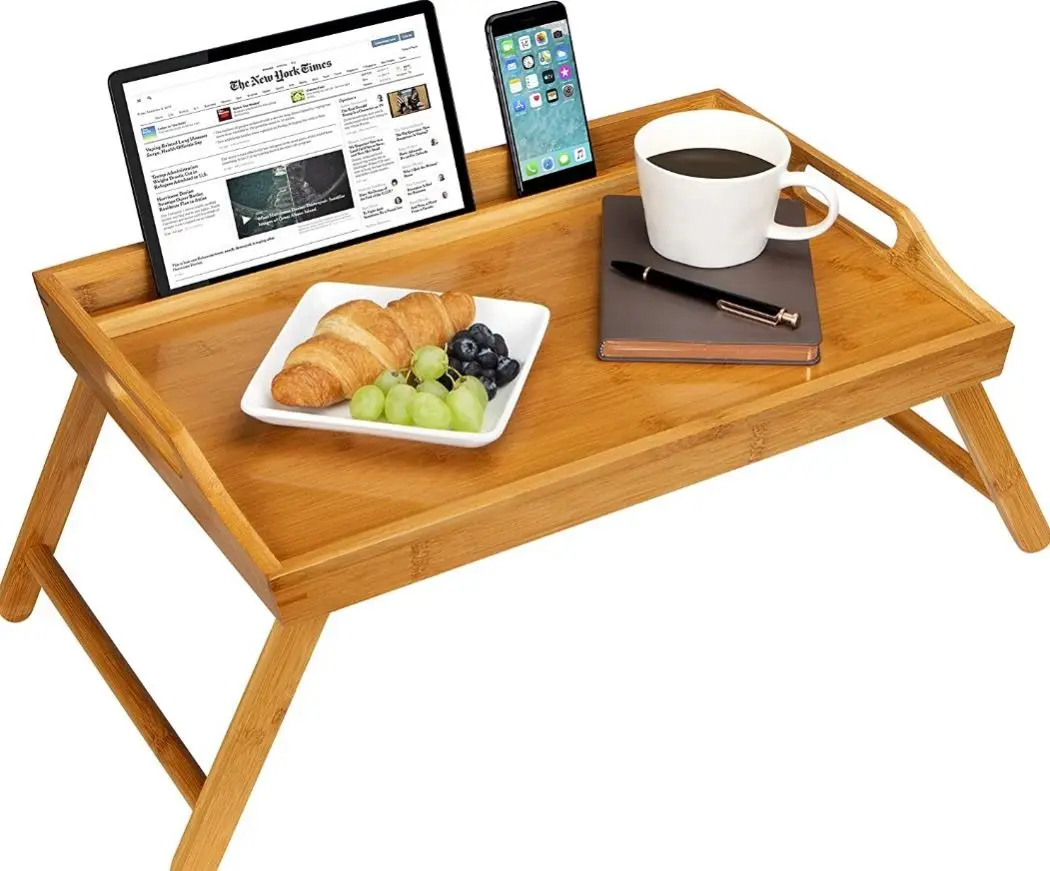 Factory price dining  tray table mdf portable folding laptop table wood computer desk on the bed