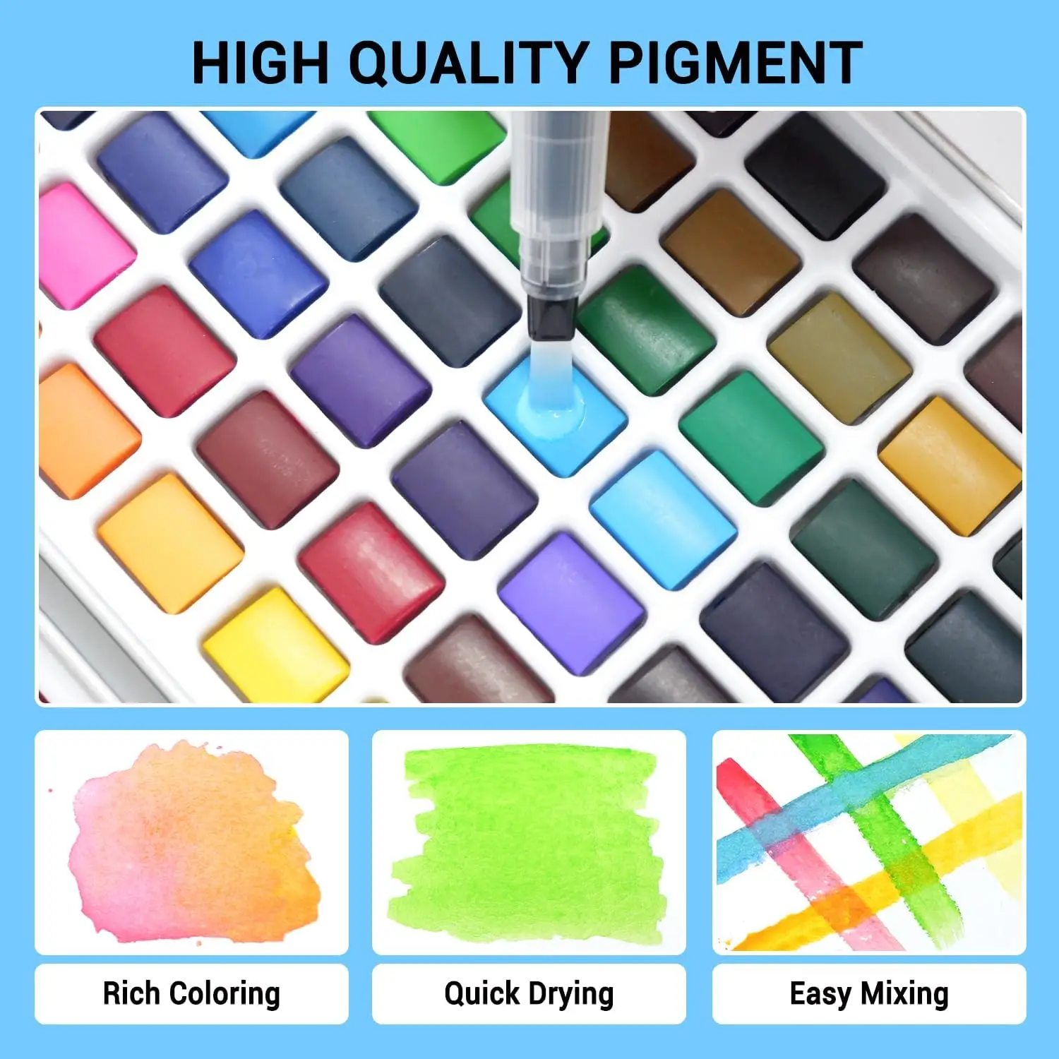 wholesale 62 watercolor paint pan  palette set solid watercolor travel  cake set