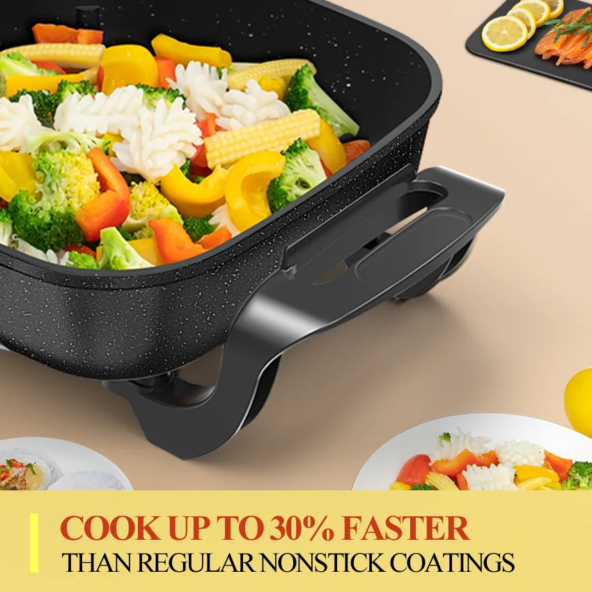 5 л квадратная электрическая сковорода обжигающий гриль легко Очищаемый антипригарный Электрический поддон высокой емкости 12-дюймовый паровой