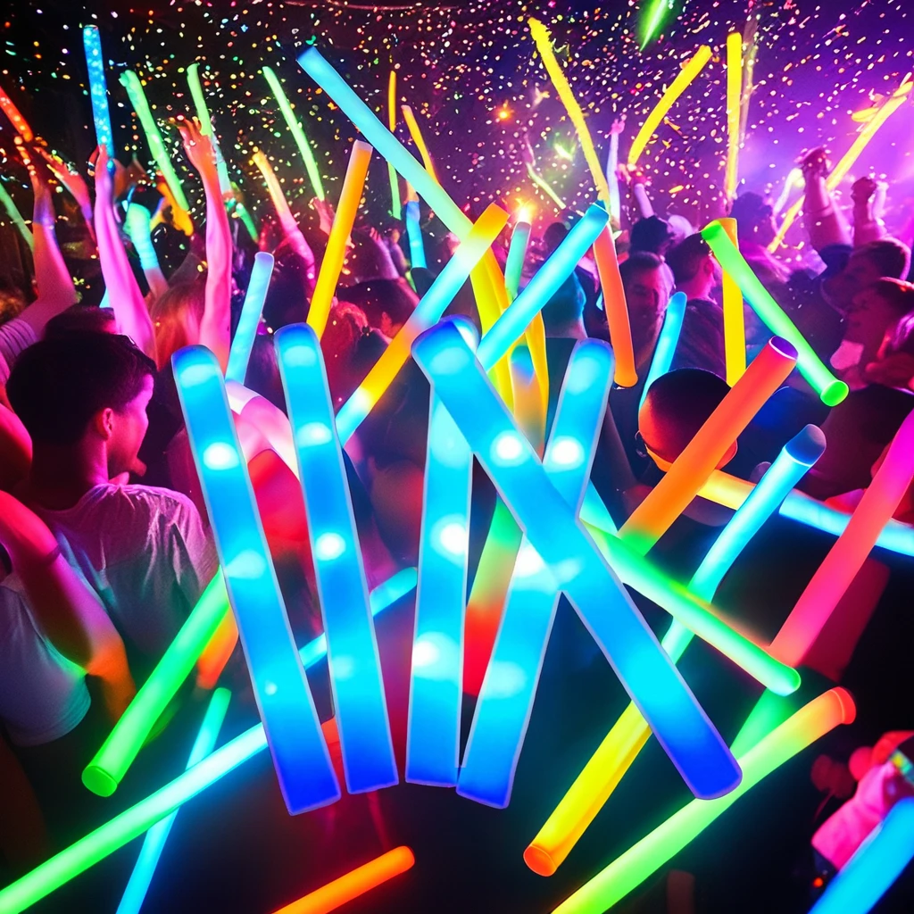 Wholesale Colorful Flashing LED Glow Sticks Christmas Party Favor-Glow in the Dark Foam for Festive Decorations