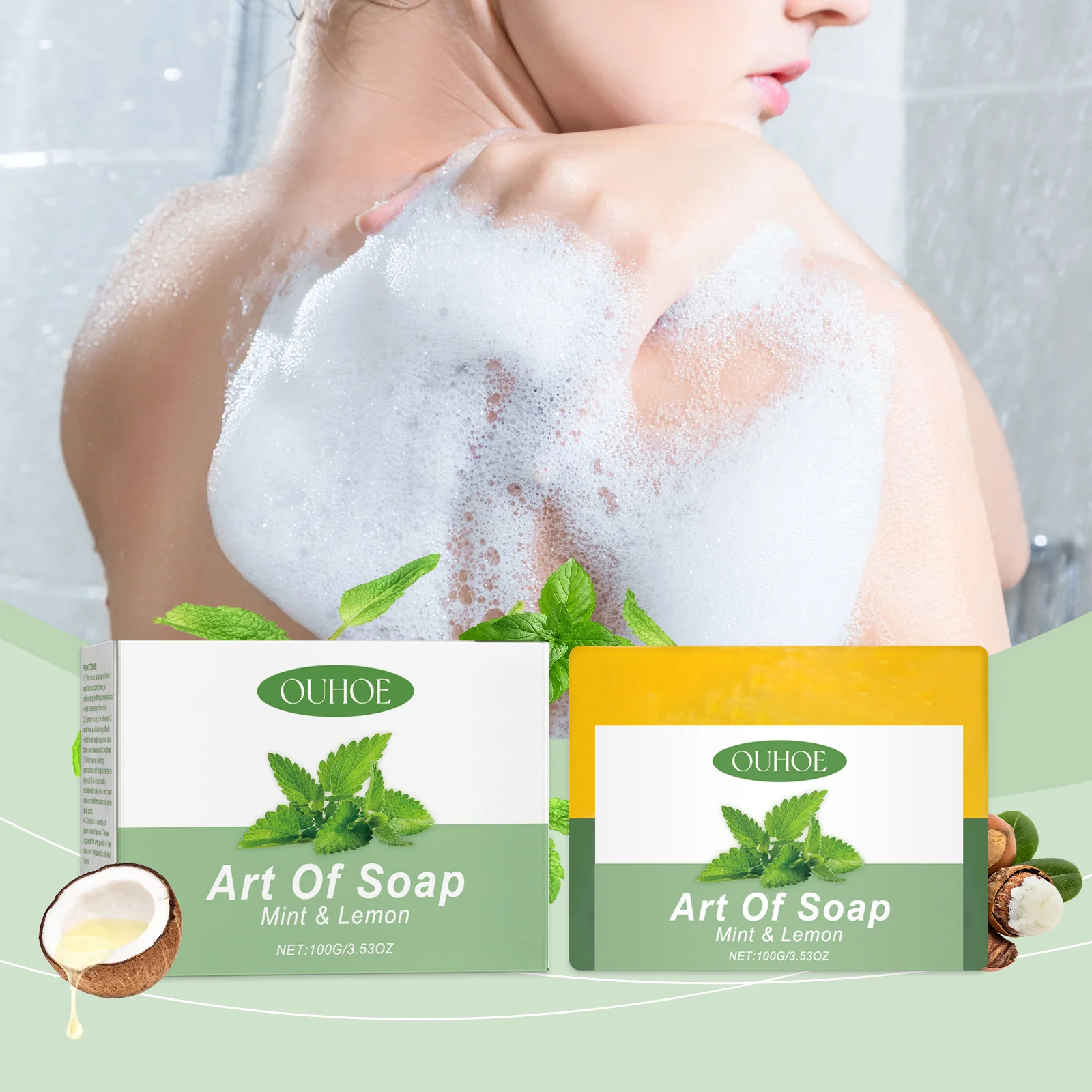 Multi Functional Lemon Mint Cool Soap Bathroom Accessory Soap Brightening Dull Skin Gentle Clean Oil Control Face Skin Care