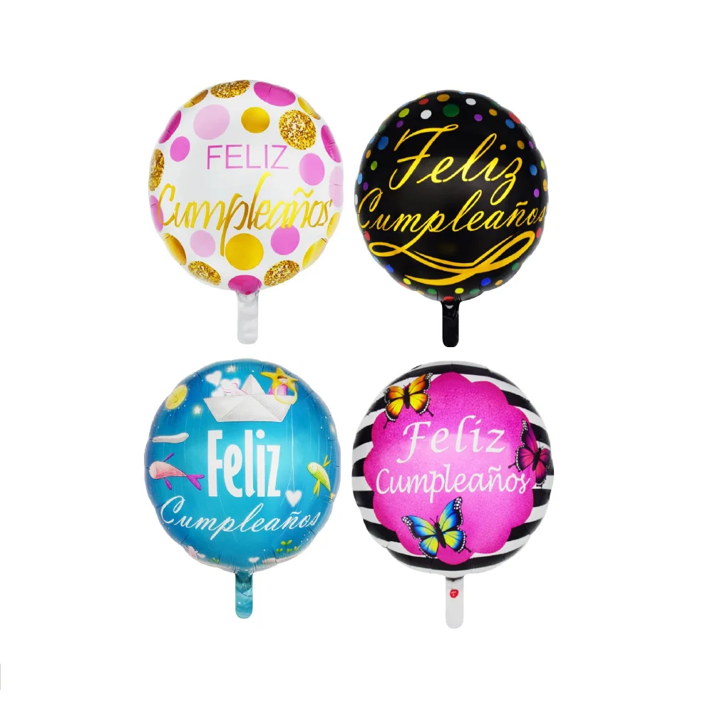 
Spanish Happy Birthday foil Balloon Feliz Cumpleanos 18inches Round Balloons for birthday party Decorations 