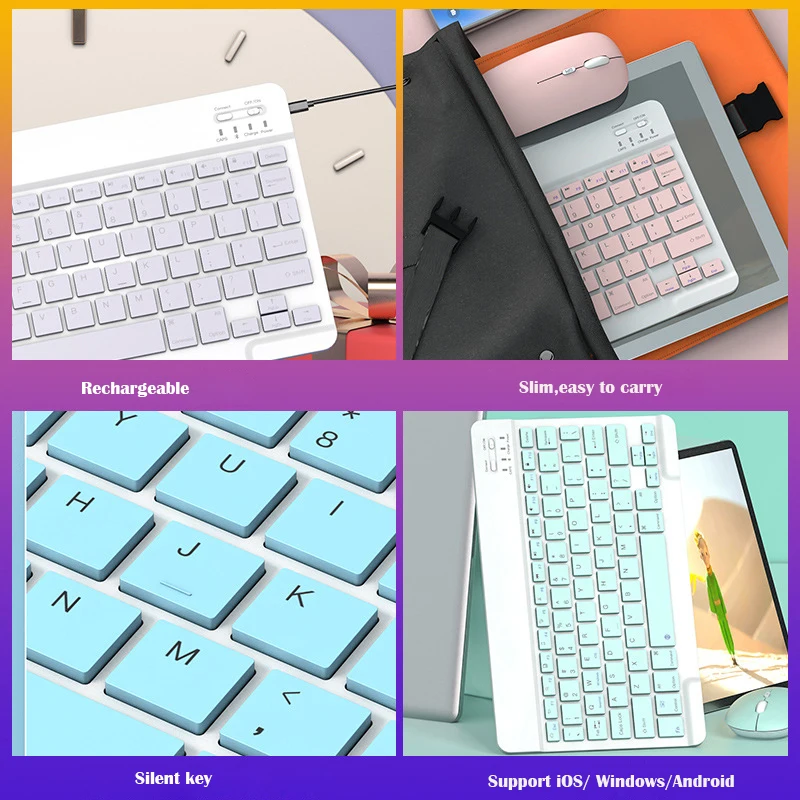 custom arabic keyboard portable office mini bluetooth wireless rechargeable keyboard with usb port  for tablet