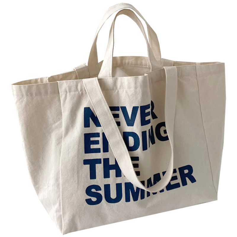 Customized Foldable large capacity Casual Cotton Canvas Shopping Tote Bag Oversized Canvas Cotton Bag