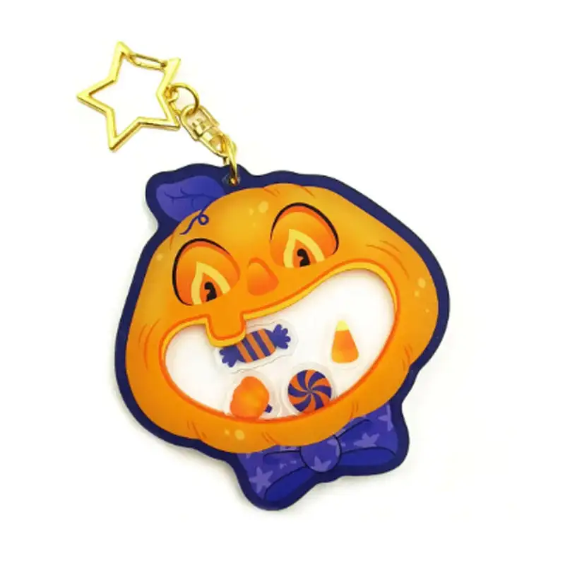 Custom Cute Shaking Anime Acrylic Keychain Halloween Pumpkin Black Cat Pendant Women Girls Party Favor Small Plastic