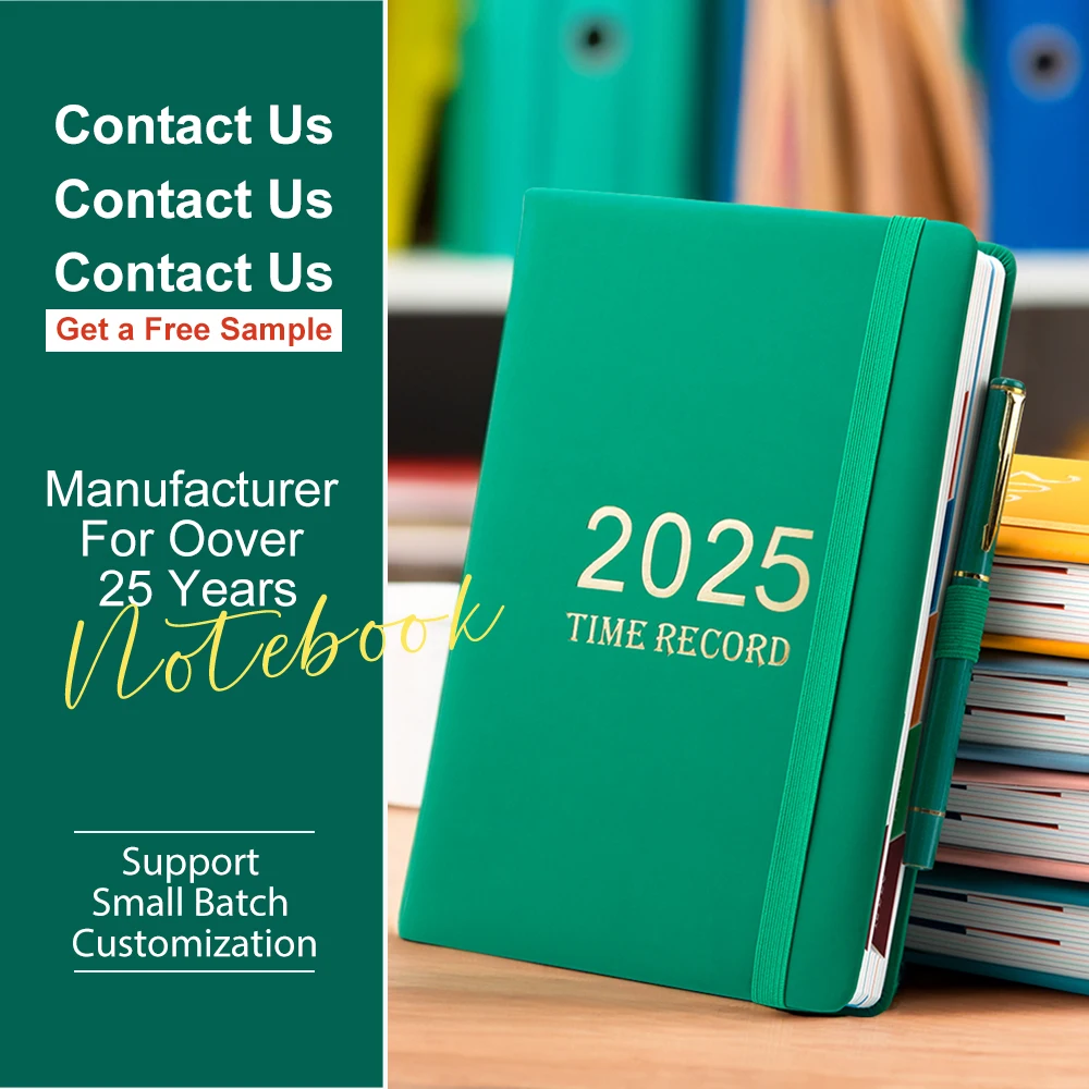 2025 custom Daily Planner A5 Pu leather Agenda dated Weekly Monthly diario Spanish English Organizer Calendar diary with logo