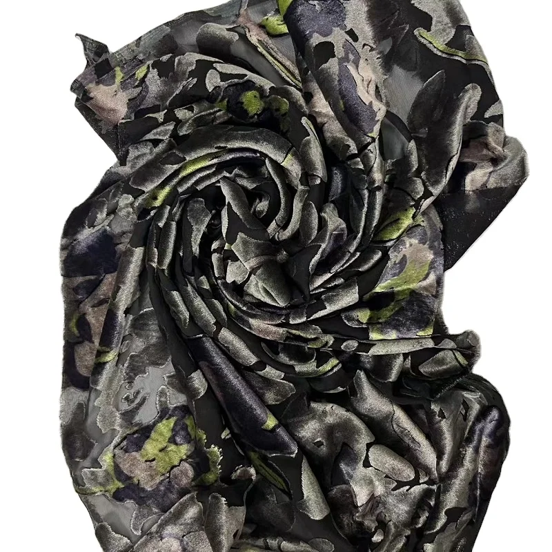 Оптовая продажа нейлоновый шелковый бархат с принтом для женщин шарф модная одежда ткань
