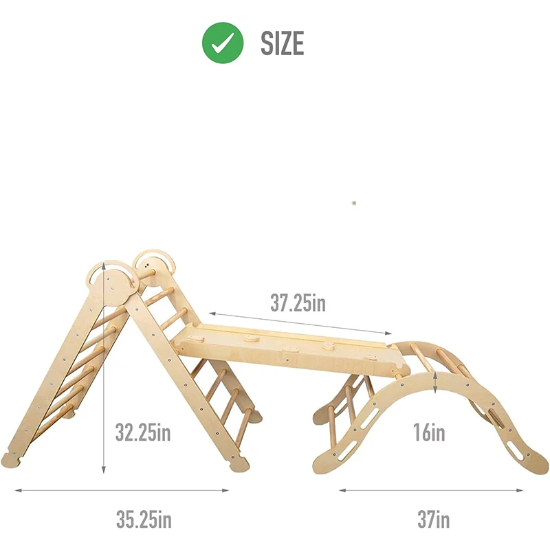 WDF New Arrival montessori piklers toys set wood dreieck pastell bamboo wood piklers triangle with ramp climbing
