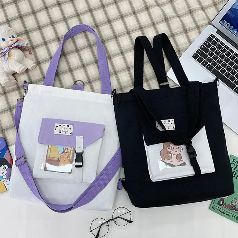 Hot Selling Fashion Shoulder Crossbody Zipper Cotton Canvas Tote Bag With Pocket