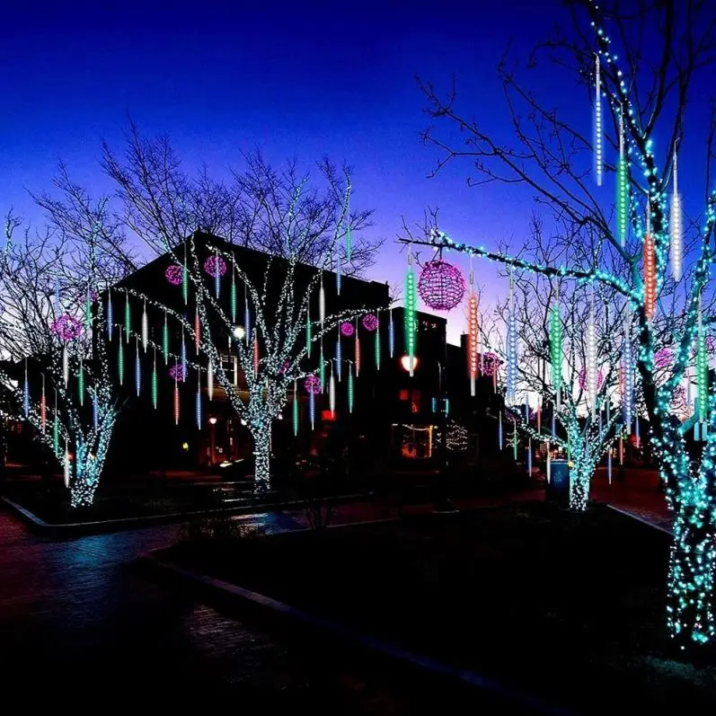
Wedding Holiday Party Halloween Xmas LED Meteor Shower Rain 50cm 10 Tubes 540 LED Icicle String Raindrop Cascading Lights 
