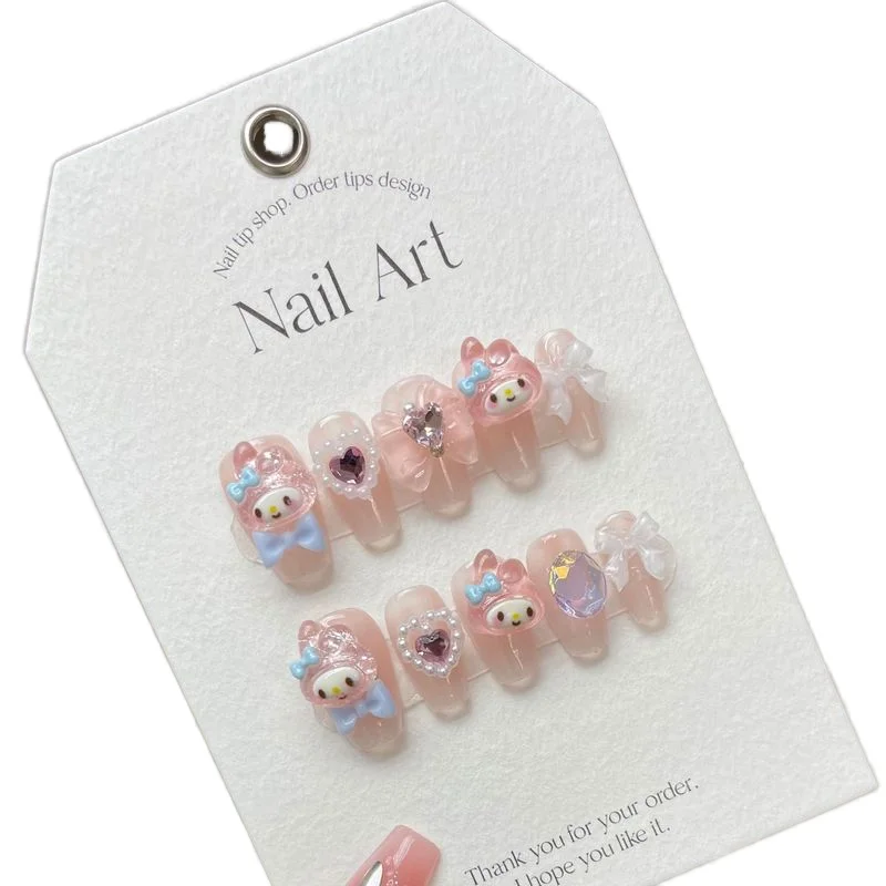 Special Handmade False Nails with Diamond Decoration Luxury Press-on Fake Nails for Finger Application Boxed Design
