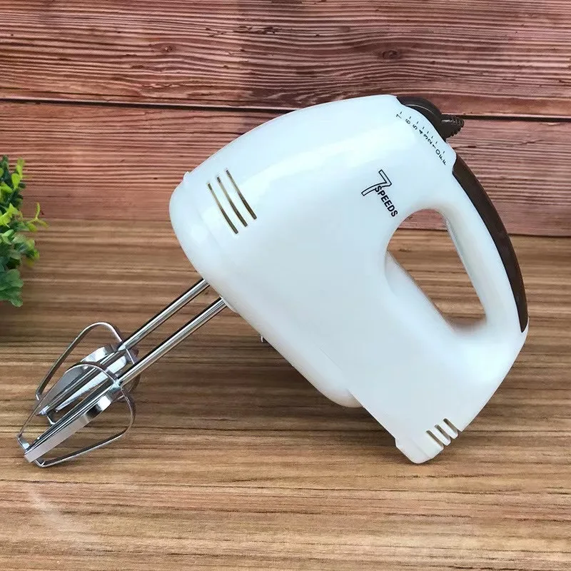 7 speed control Stainless Steel hooks and chrome beaters attached cake Plastic Electric hand mixer
