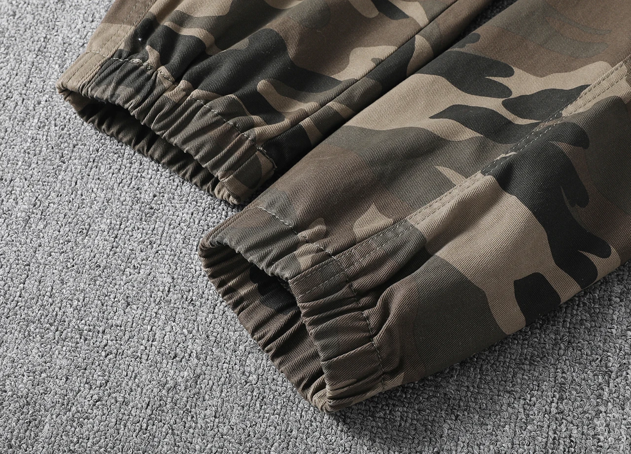 Fashion pocket design 100% cotton Camouflage cargo casual pants for men