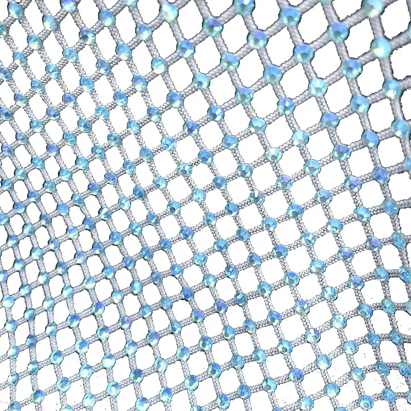 S556  bling hot fix rhinestone mesh fabric trendy customized crystal for dress