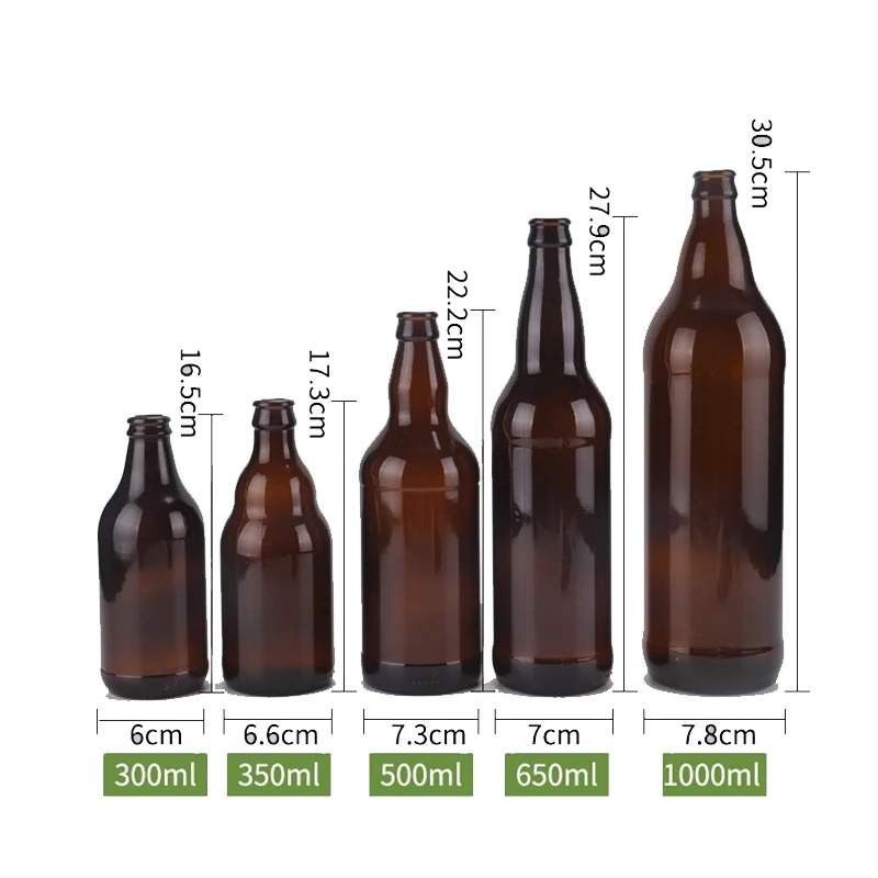 Factory Wholesale OEM Champagne Alcohol Whisky Drinking Liquid Beverage ES113 Empty Beer Bottles with Crown Cap