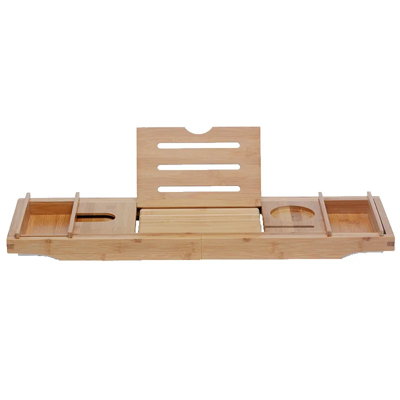 Bamboo Bathtub Caddy Bath Tub Tray Bridge Shower Shelves Organizer Tray With Stand Foot Bathtub Caddy & Laptop Bed Desk