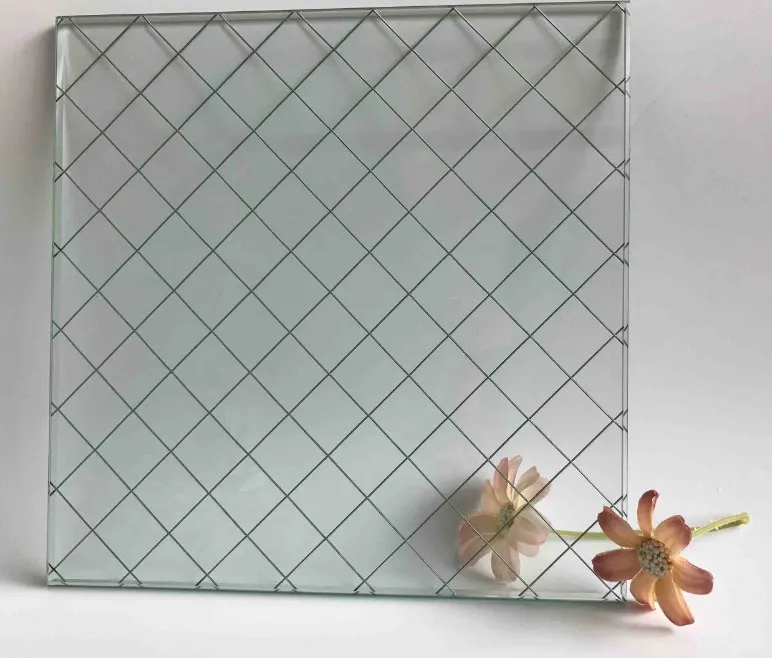 building door clear colored nashiji pattern 6mm thickness wire reinforced glass price