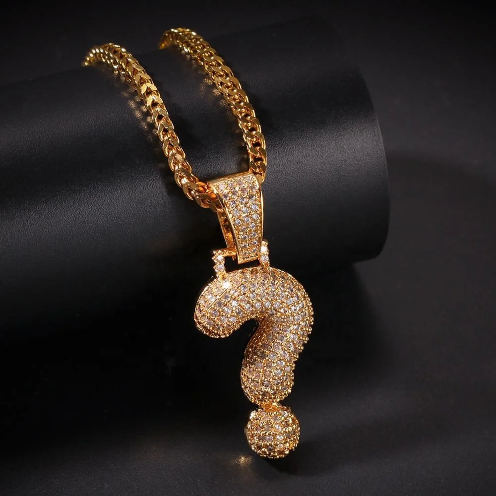 Custom Shaped Hip Hop Dollar Sign Question Mark Pendant