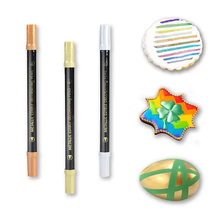 Double Sided Edible Decorating Marker Pens Food Grade Decoration Tool Metallic Edible Pen