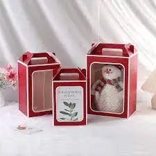Multi Color Paper Gift Package Display Box With Clear Pvc Window Wedding Candy Boxes Kraft Paper Gift Packaging Box With Handles