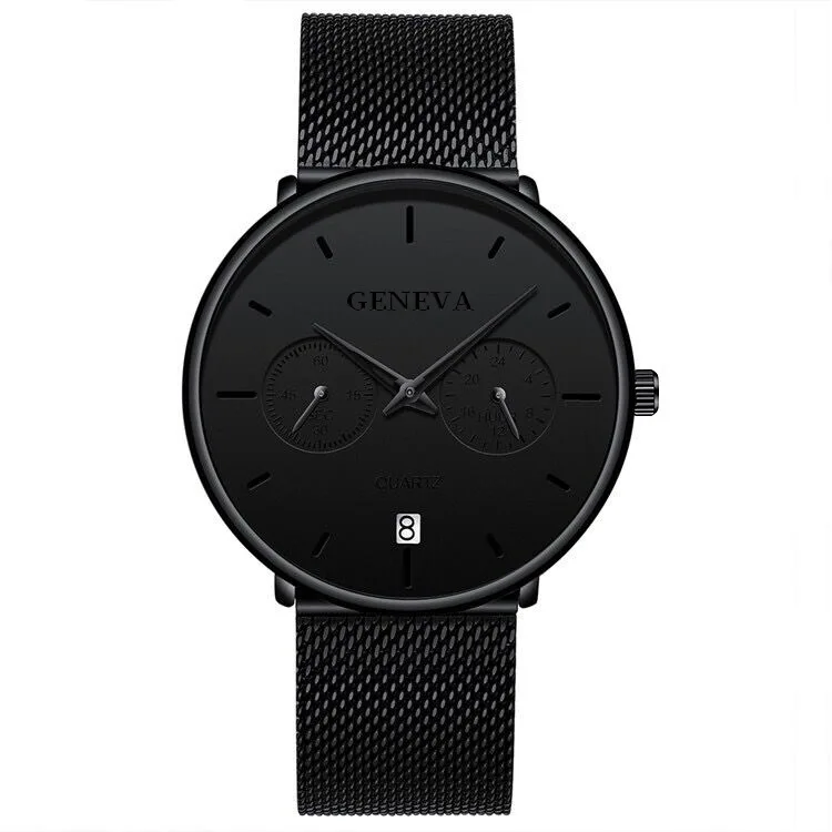 Wholesale fashion simple design men geneva mesh watch quartz wristwatches