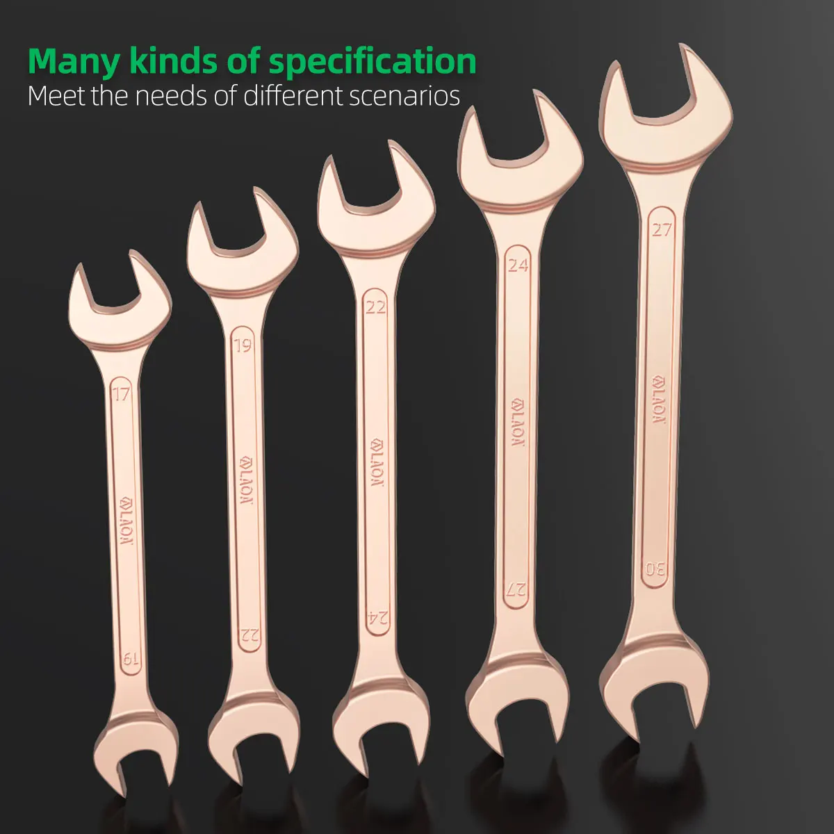 LAOA Beryllium Bronze Explosion-Proof DoublE-ended Open-End Wrench Copper Wrench Double Dull Wrench 5.5mm -85mm Optional