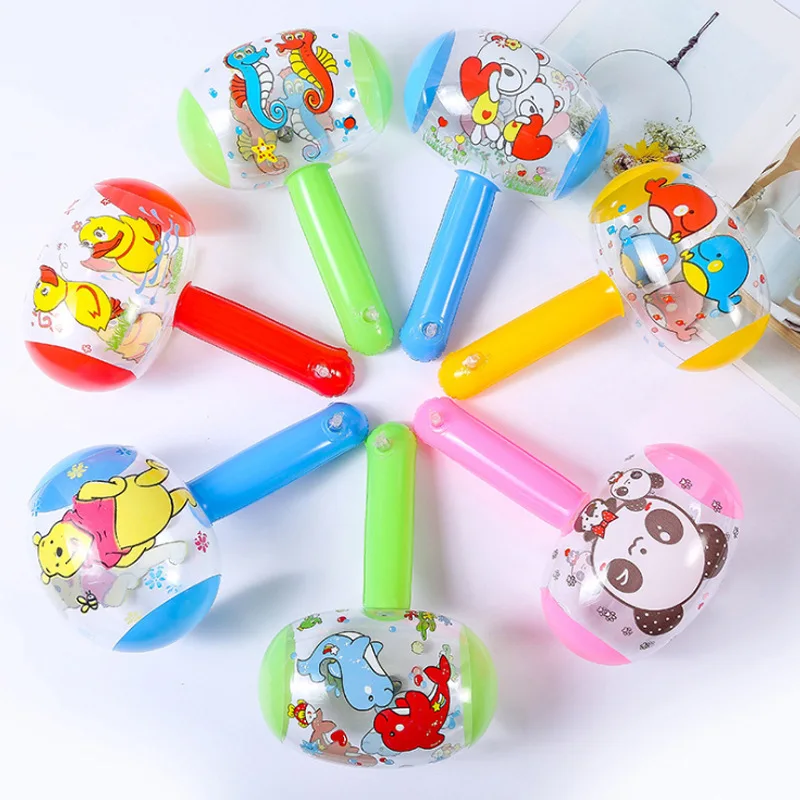 New Hot Cute Cartoon Inflatable Toys Hammer Air Hammer With Bell Kids Children Blow Up Noise Maker Toys