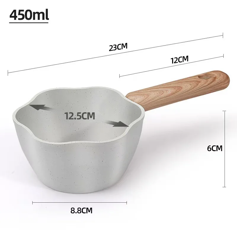 single Long handle non stick carbon steel food standard mini cooking milk pot Saucepan boiling milk pot milk pan
