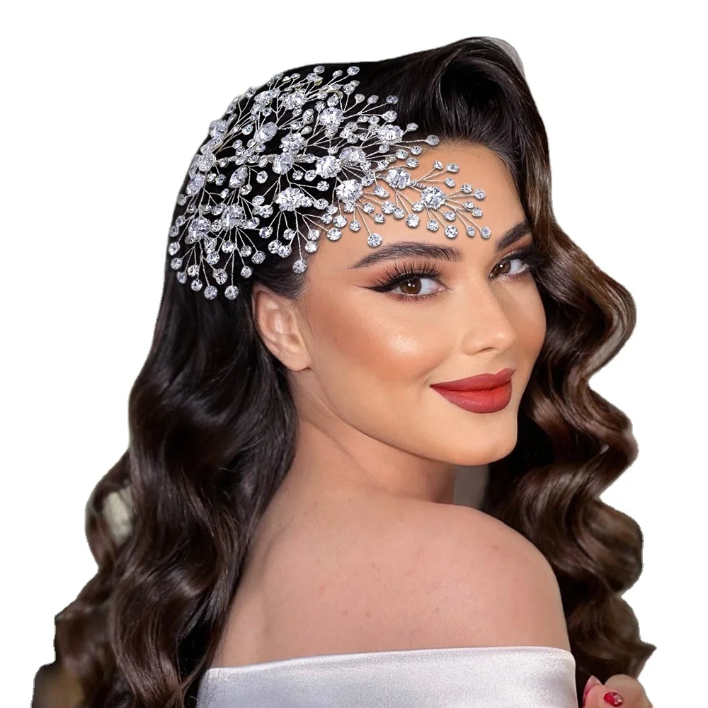 YouLaPan HP561 Trendy Bridal Hair Accessories Silver Rhinestone Flowers Wedding Hair Pieces Women Prom Party Hairstyle Headwear