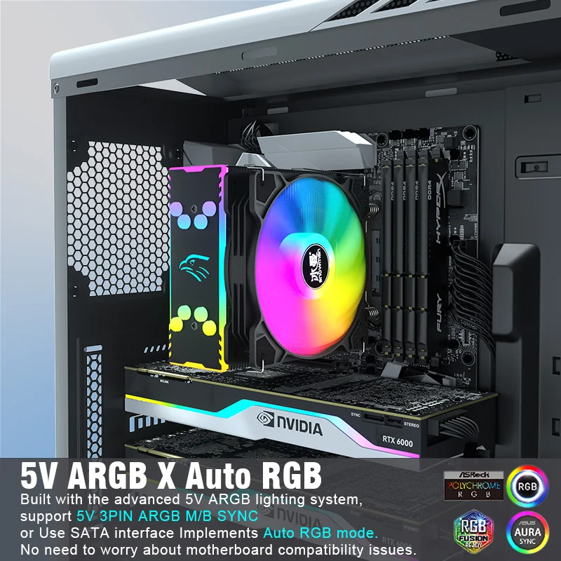 SNOWMAN Popular ARGB  4 Heat Pipes cpu cooler PWM 4 Pin  PC cooler  Intel AMD LGA 1700 115X AM5 AM4 CPU Cooling Fan