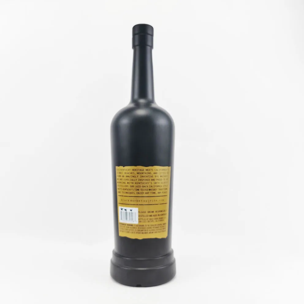 Wholesale  round matte black empty glass liquor vodka gin 500ml 700ml 750ml 1000ml bottle with stopper