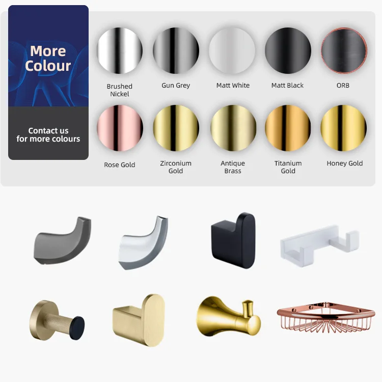 Brushed Gold SUS 304 Wall-mounted Shelf Stainless Steel Towel Holder Racks Bathroom Accessories Sets For Hotel Toilet Complete