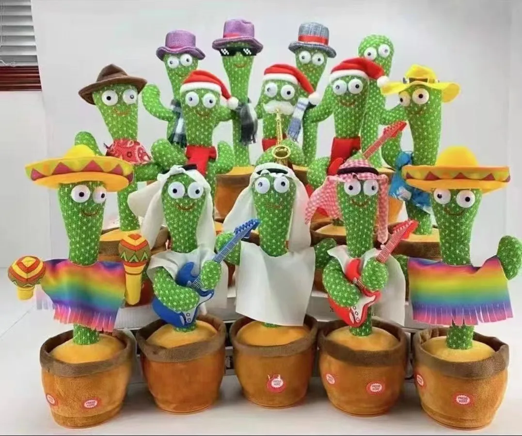 Hot Sale Cute Stuffed Flowerpot Twisting Dancing Cactus Doll Talking Singing Music Dancing Cactus Plush Toy