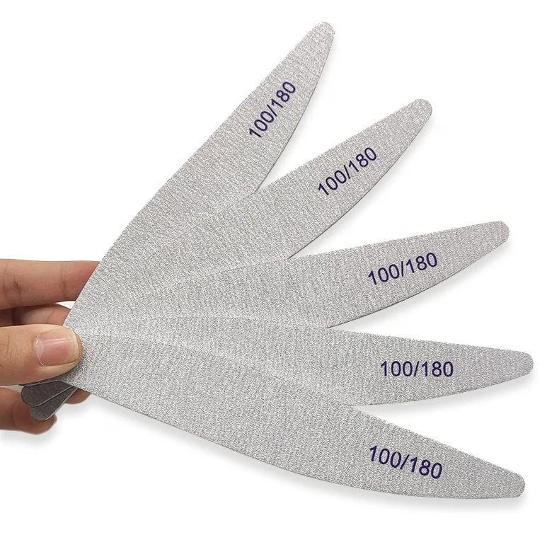 Custom logo 180/100 Japanese Double-Sided  Half Moon Reusable OEM Mini Wood File Nail 100 180 with Japan Sandpaper
