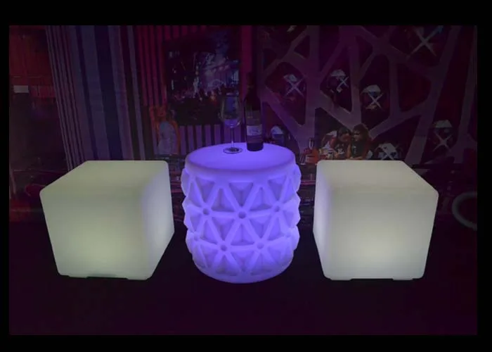 wholesale PE roll molded square stool outdoor remote control colorful charging cube