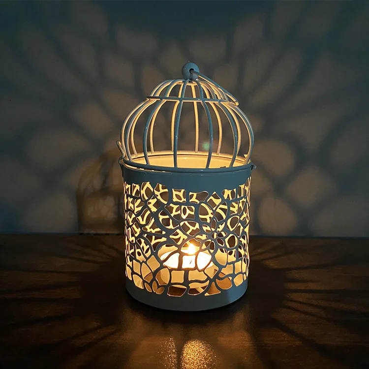 Morocco candle holder metal hollow Hanging Lantern Bird Cage pattern Tealight Candlestick party home Christmas Fairy Wedding